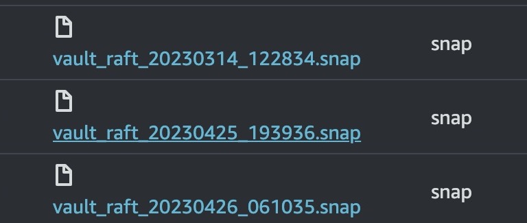 vault backup snapshot s3 bucket
